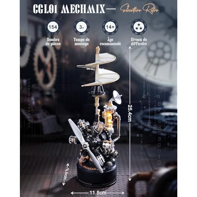 3D PUZZLE HELICOPTER - DIY MECHANICAL MODEL KIT WITH LIGHTS & MOVEMENT, ENGINEERING PVC MODEL, STEM GIFT FOR COLLECTORS & LOVERS, CGL01 - Image 2